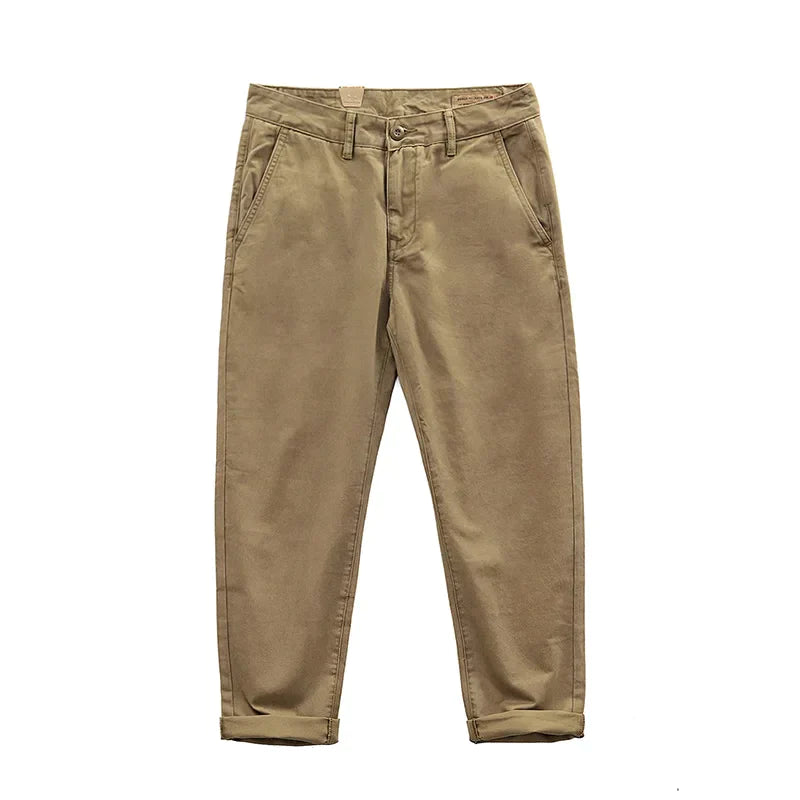 Men's Khaki Retro Cotton Chino Pants - Premium Chino from Craftklart Dropship - Just $37! Shop now at Craftklart.store