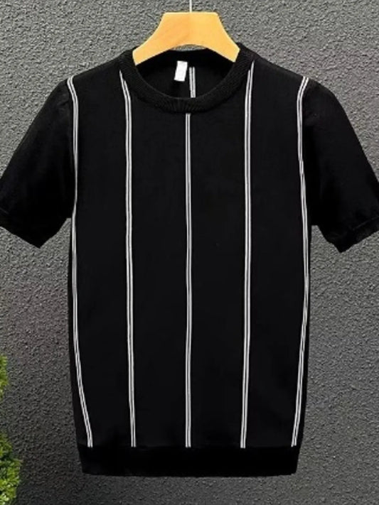 Men's Full Size Striped Short Sleeve T-Shirt Plus Size - Premium Shirt & Tops from Trendsi - Just $21.11! Shop now at Craftklart.store