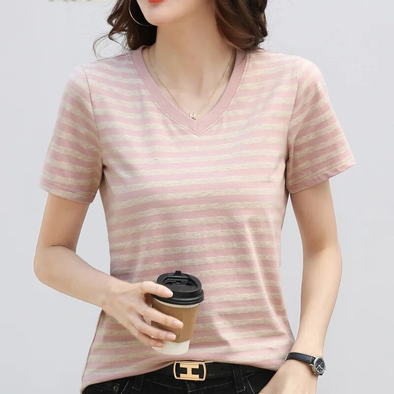 Women's Cotton Summer Stripped Shirts - Premium T-shirt from Craftklart.store - Just $17! Shop now at Craftklart.store