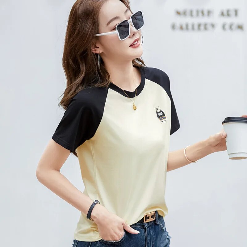 Women Embroidery O-neck Styled Summer T-shirt - Premium T-shirt from Craftklart Dropship - Just $17.28! Shop now at Craftklart.store