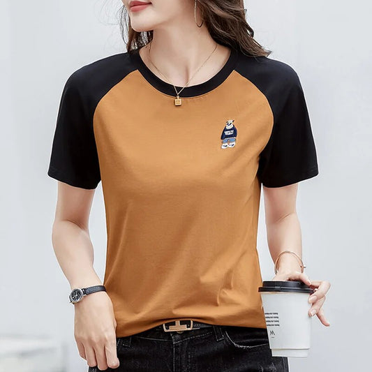 Women Embroidery O-neck Styled Summer T-shirt - Premium T-shirt from Craftklart Dropship - Just $17.28! Shop now at Craftklart.store
