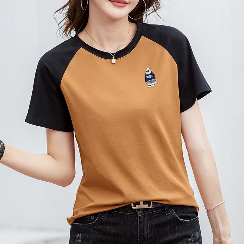 Women Embroidery O-neck Styled Summer T-shirt - Premium T-shirt from Craftklart Dropship - Just $17.28! Shop now at Craftklart.store