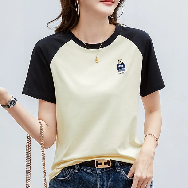 Women Embroidery O-neck Styled Summer T-shirt - Premium T-shirt from Craftklart Dropship - Just $17.28! Shop now at Craftklart.store