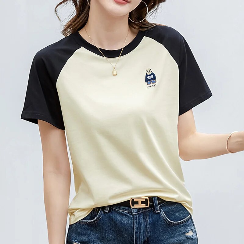 Women Embroidery O-neck Styled Summer T-shirt - Premium T-shirt from Craftklart Dropship - Just $17.28! Shop now at Craftklart.store