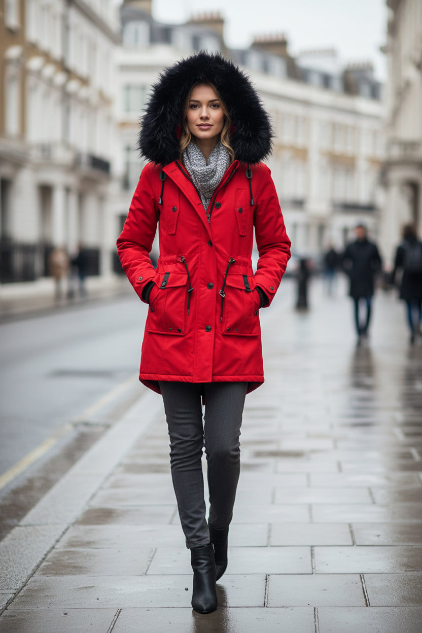 Women's Thickened Parka Jacket — Fur Collar Winter Coat