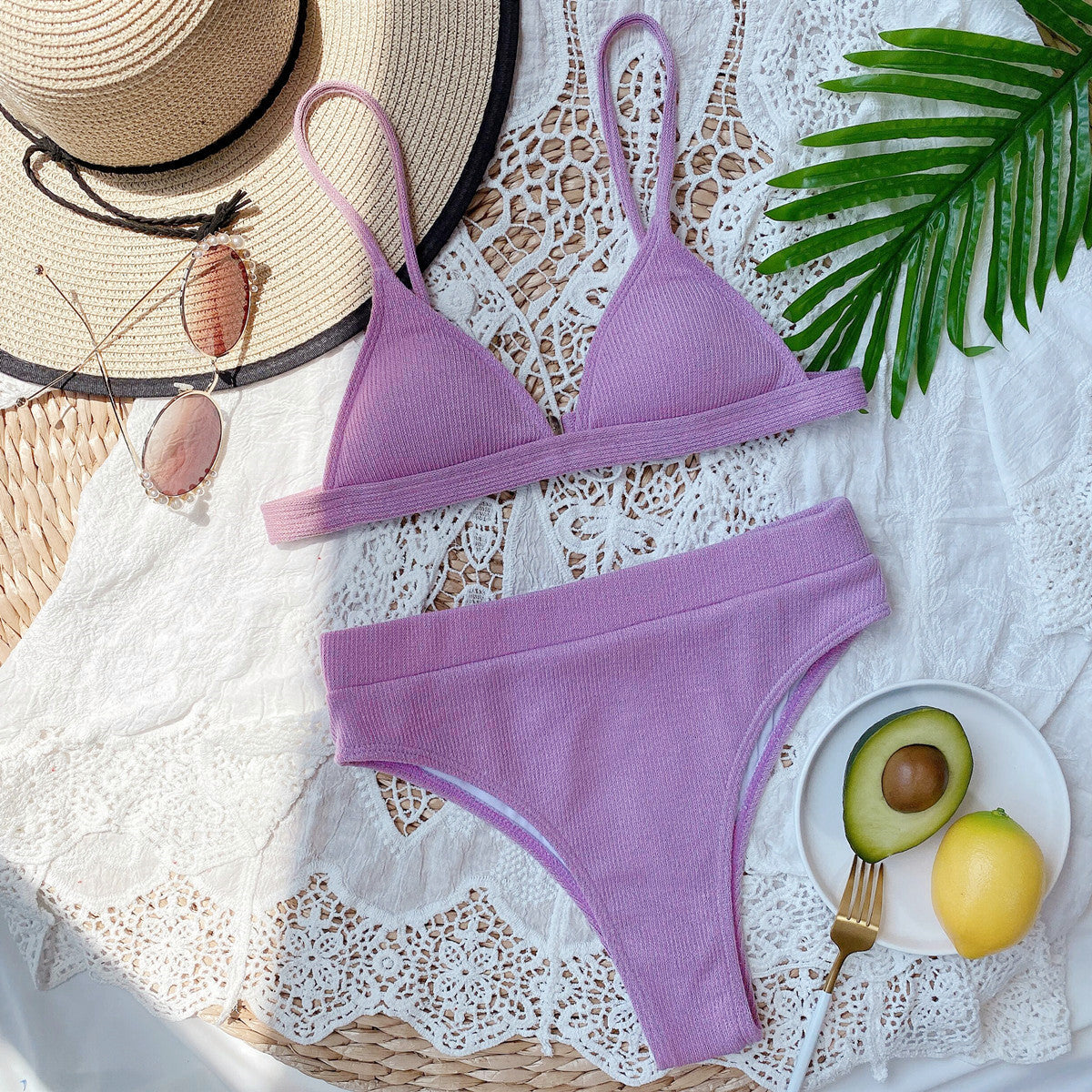 Spaghetti Strap Ribbed Bikini Set - Premium Swimwear from Trendsi - Just $17.89! Shop now at Craftklart.store