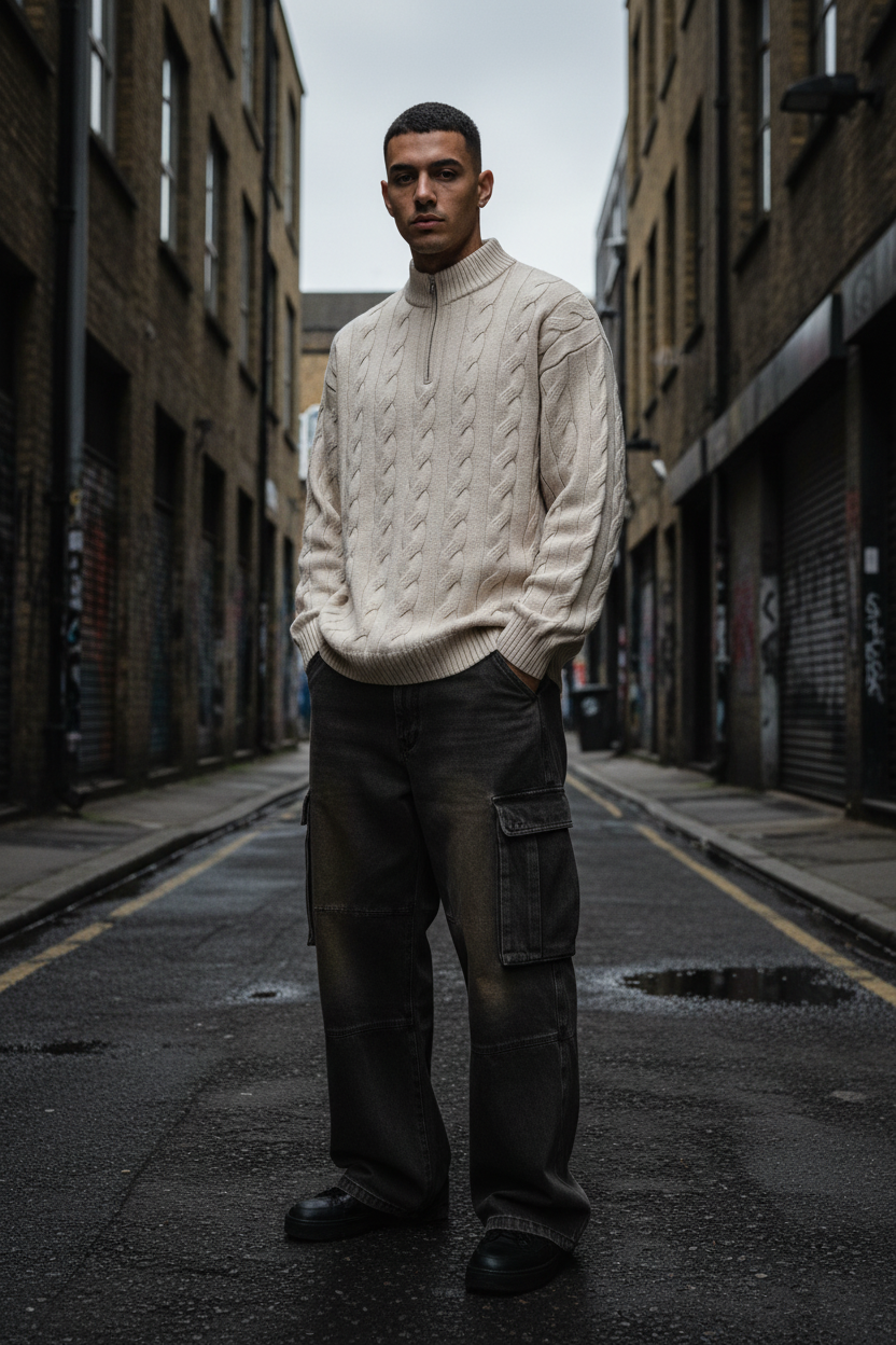 Craftklart Heavy Knit Half-Zip Sweater — Oversized Fit