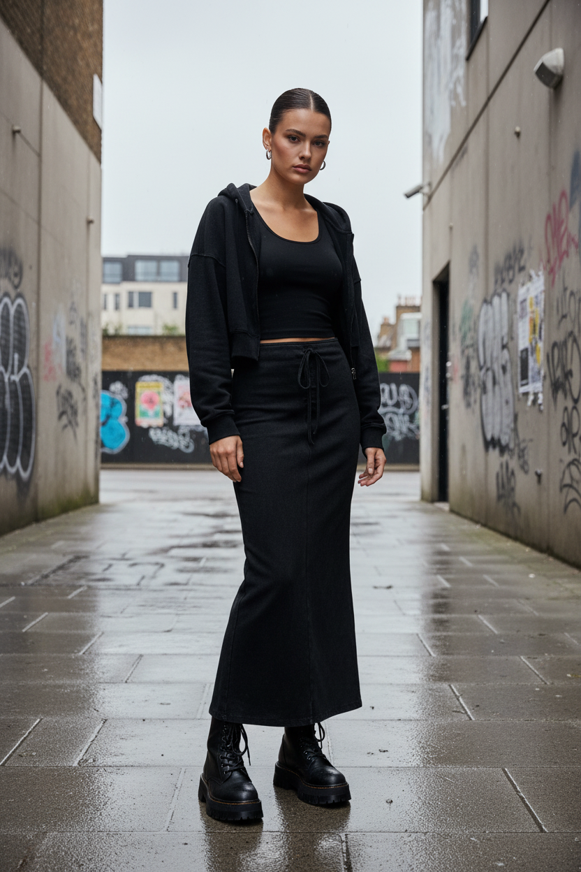 Washed Drawstring Maxi Skirt | Craftklart