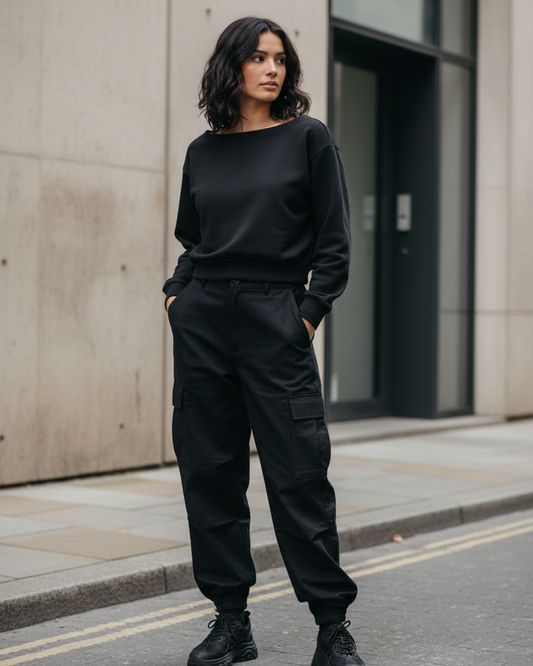 Urban Form Women's Shirts & Tops — Off-Shoulder Crop Sweatshirt