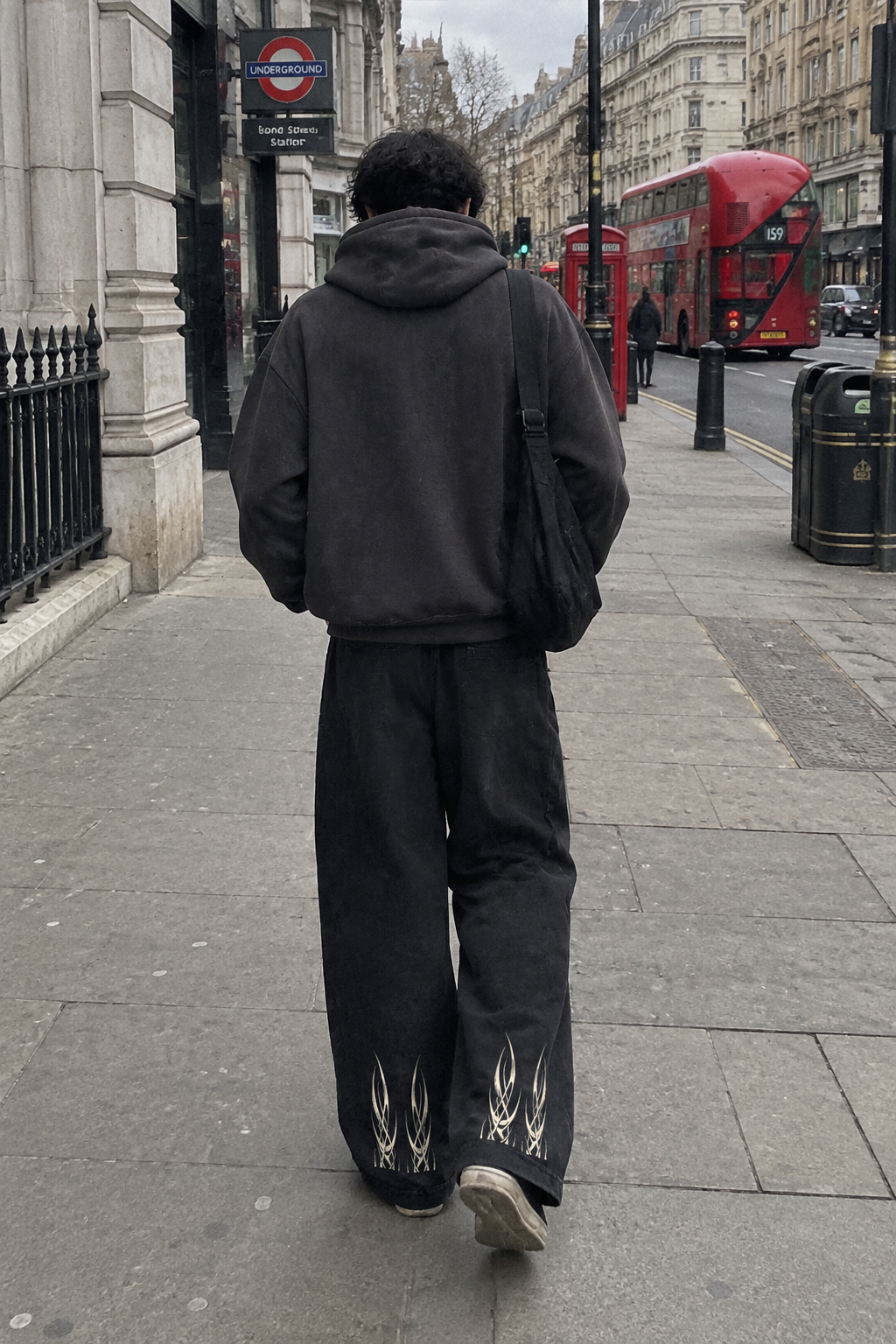 ODMPOD Craftklart Mineral Wash Barrel Pants, denim-style pants with a relaxed fit and detailed stitching, shown on a white background.