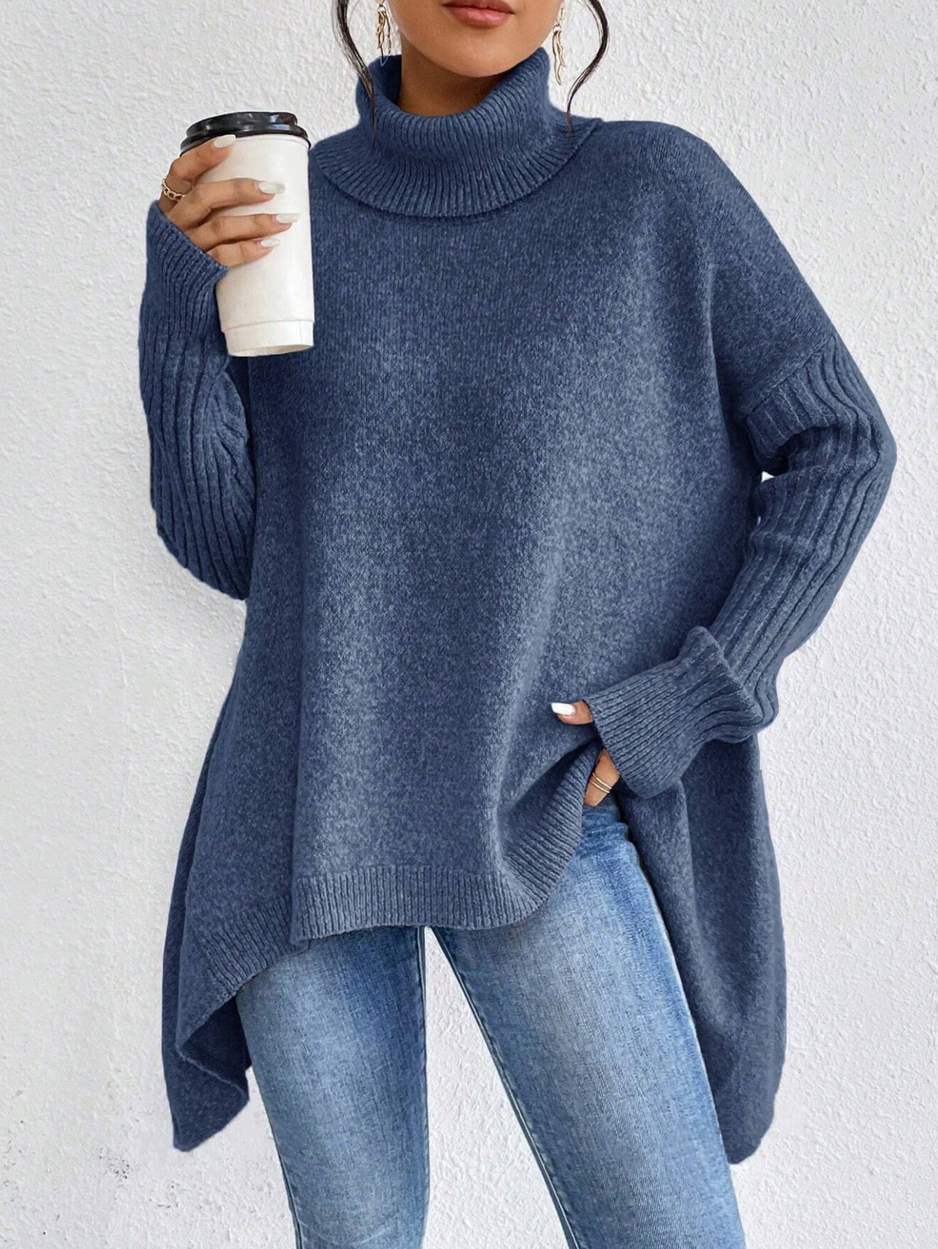 Irregular Turtleneck Sweater
