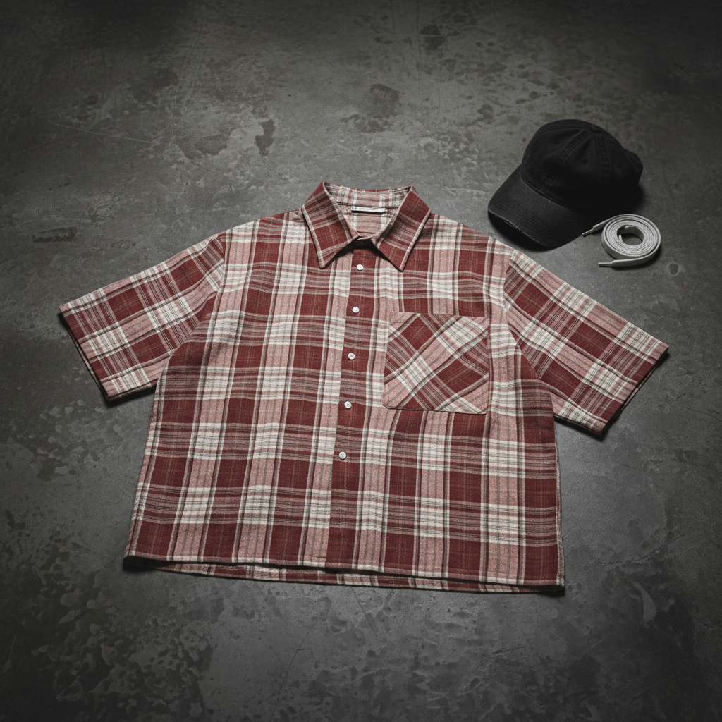 Unisex Plaid Boxy Short Sleeve Shirt
