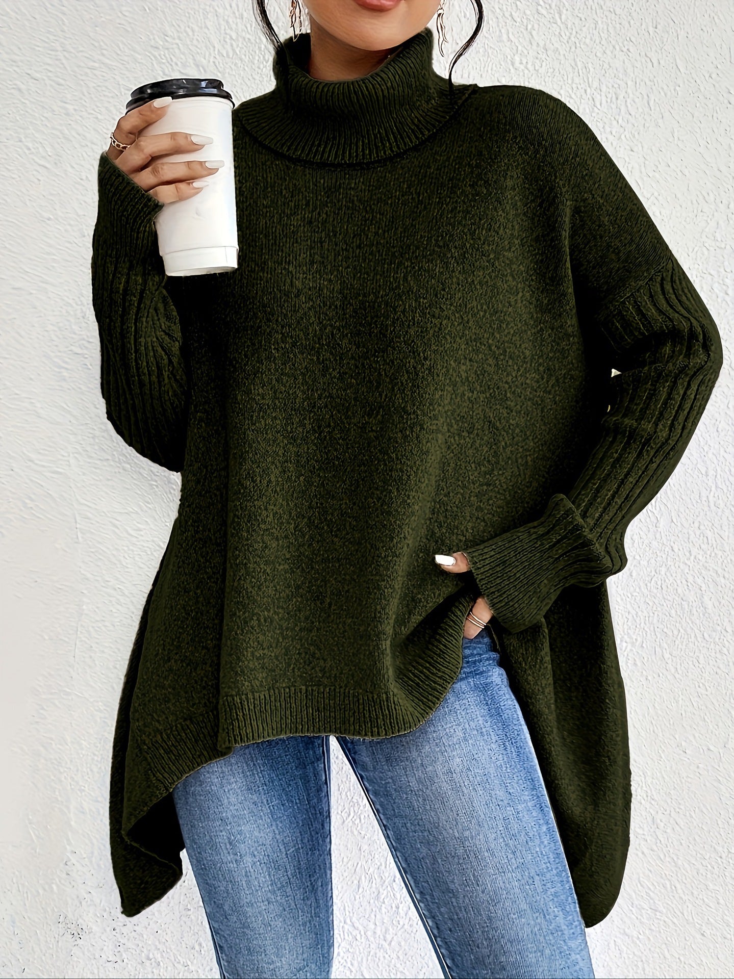 Irregular Turtleneck Sweater