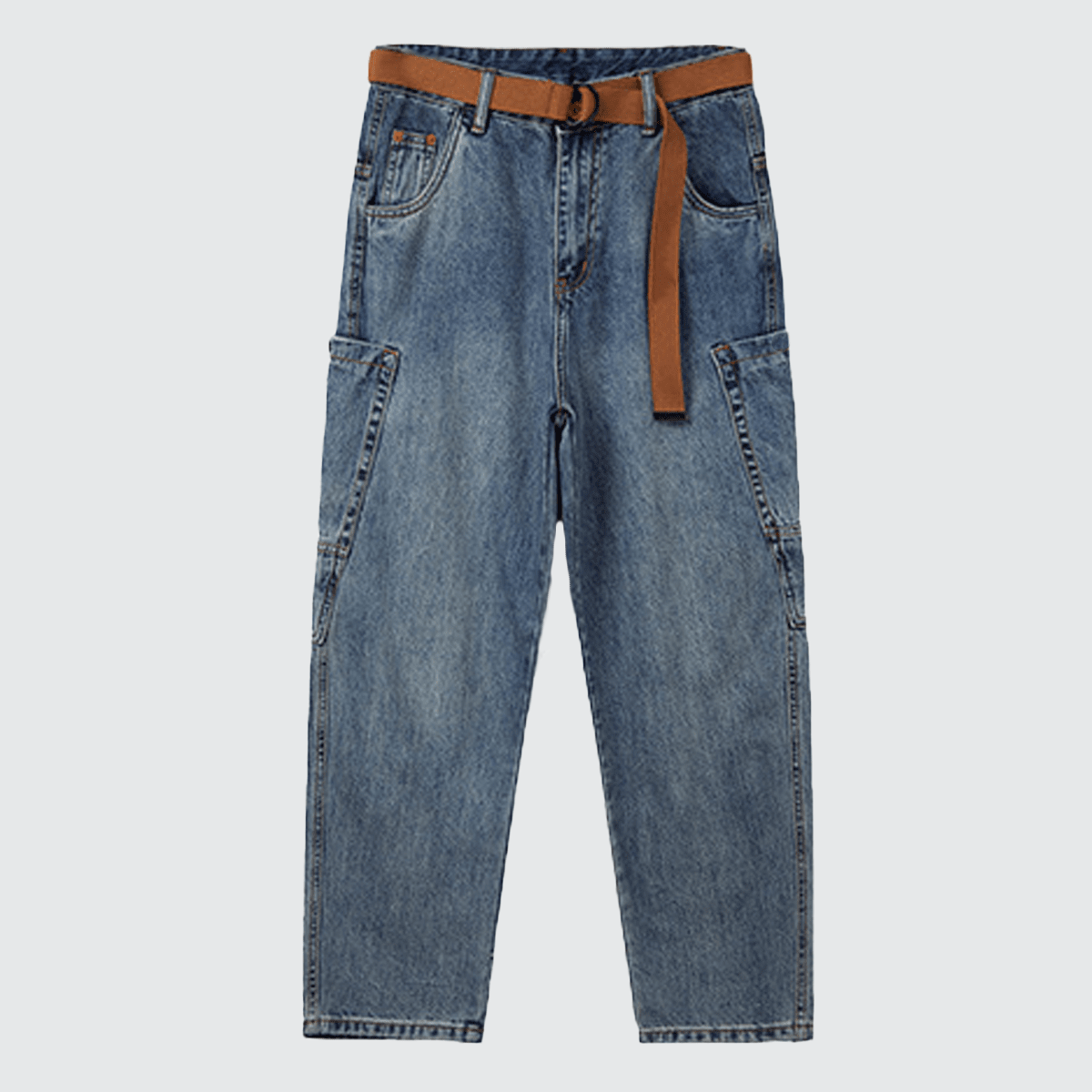 Unisex Loose-Fit Harem Cargo Denim Jeans