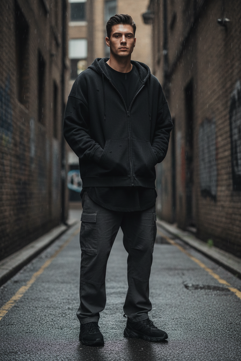 UNSEEN Dystopian Zip-Up Hoodie — 420GSM Heavyweight Washed Fleece