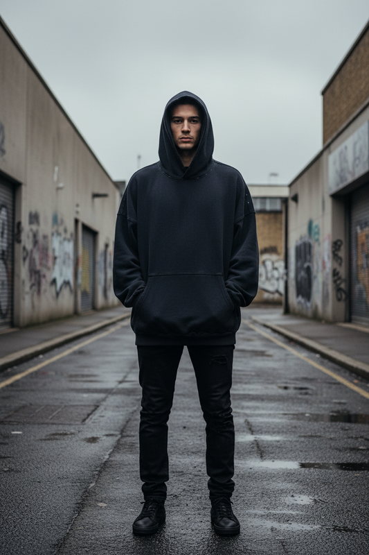 Reverse Pocket Distressed Hoodie — 440GSM Heavyweight