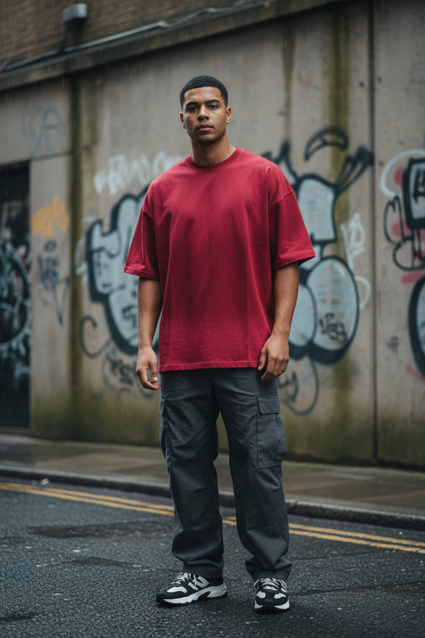 UNSEEN Washed Tie-Dye Oversized Tee — Red