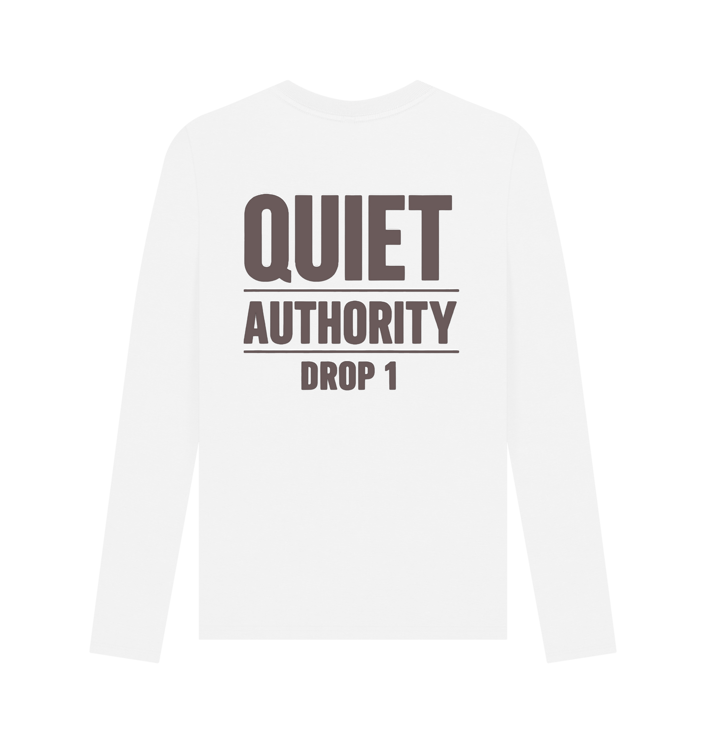 CKL Craftklart Quiet Authority long sleeve T-shirt in organic cotton with printed streetwear design, displayed flat on a white background.