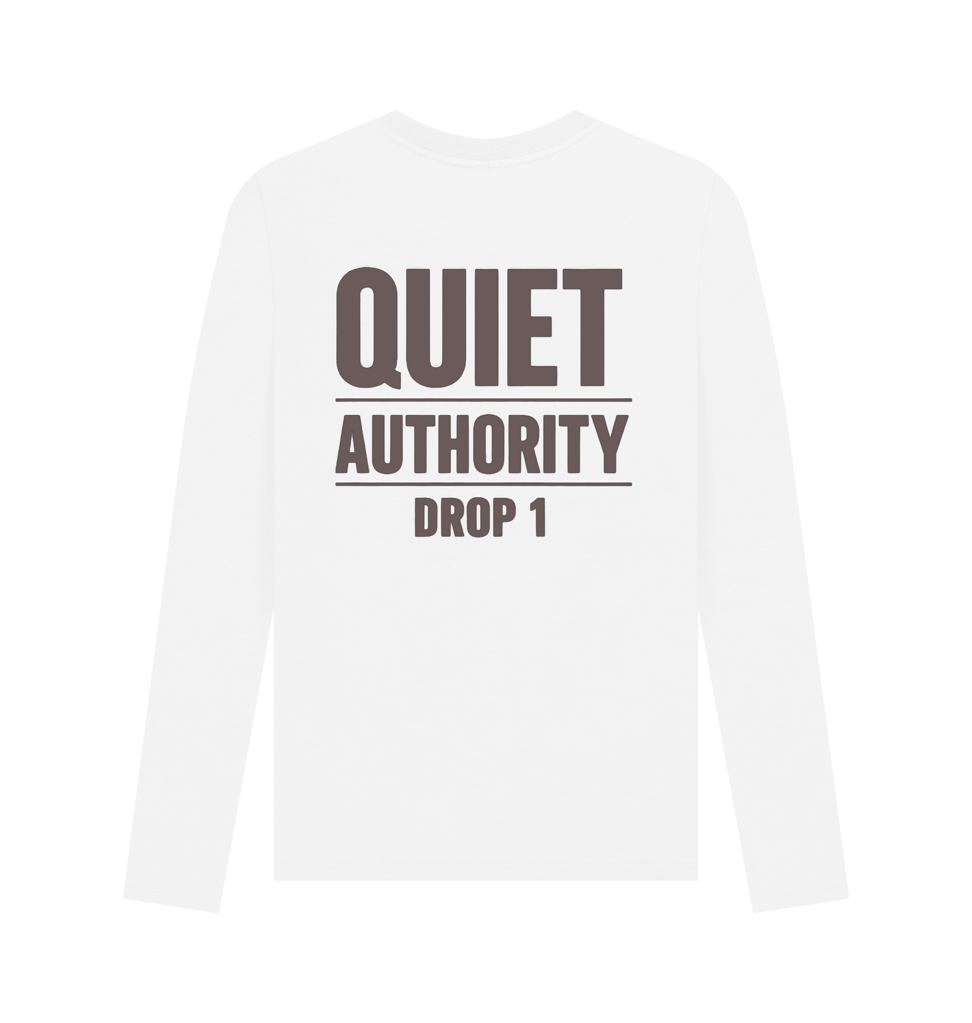 CKL Craftklart Quiet Authority long sleeve T-shirt in organic cotton with printed streetwear design, displayed flat on a white background.