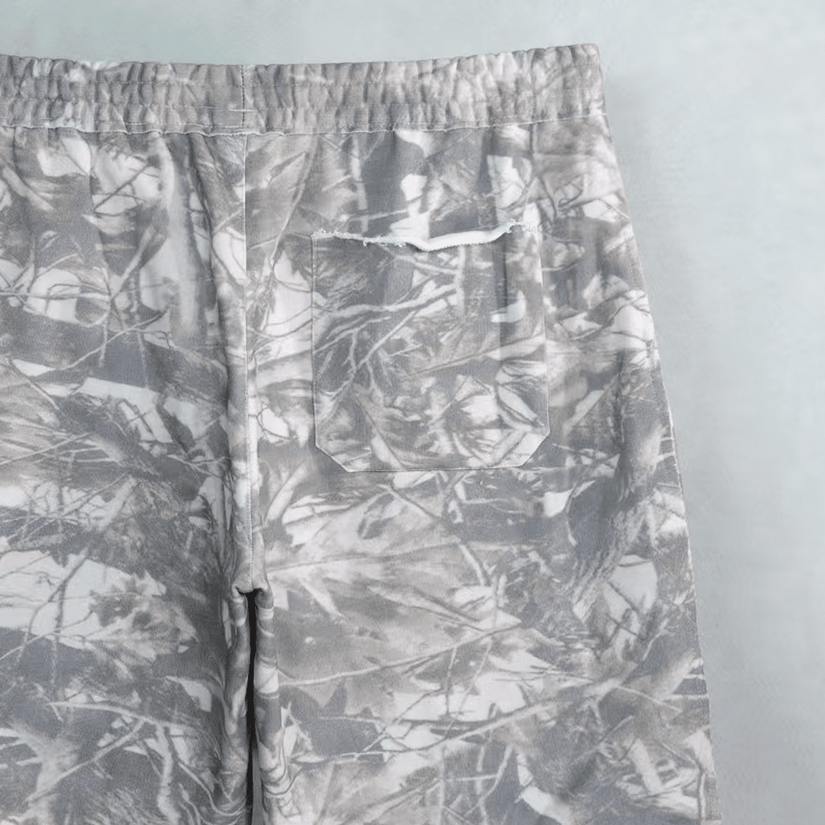 French Terry Camo Shorts by Urban Fashion & Streetwear, 400GSM, showcasing the camo pattern and relaxed fit fabric.