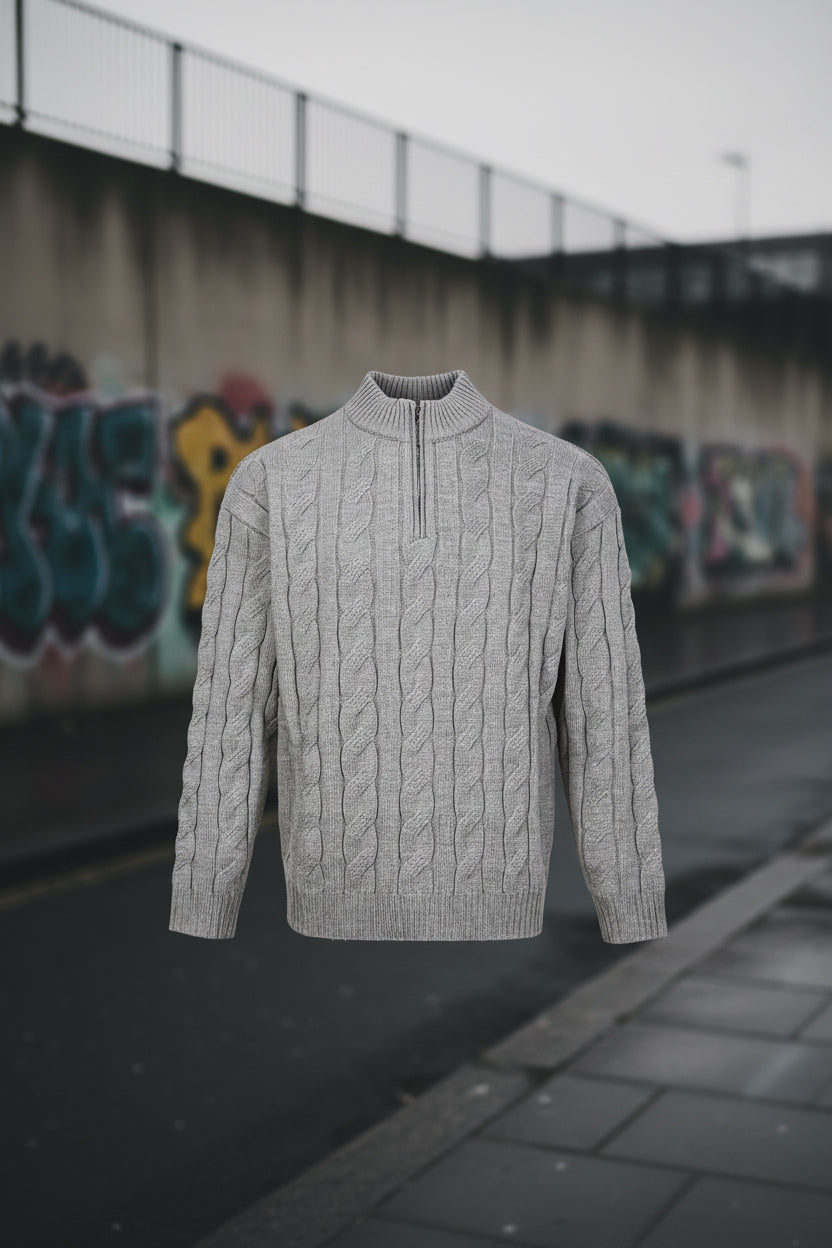 Craftklart Heavy Knit Half-Zip Sweater — Oversized Fit