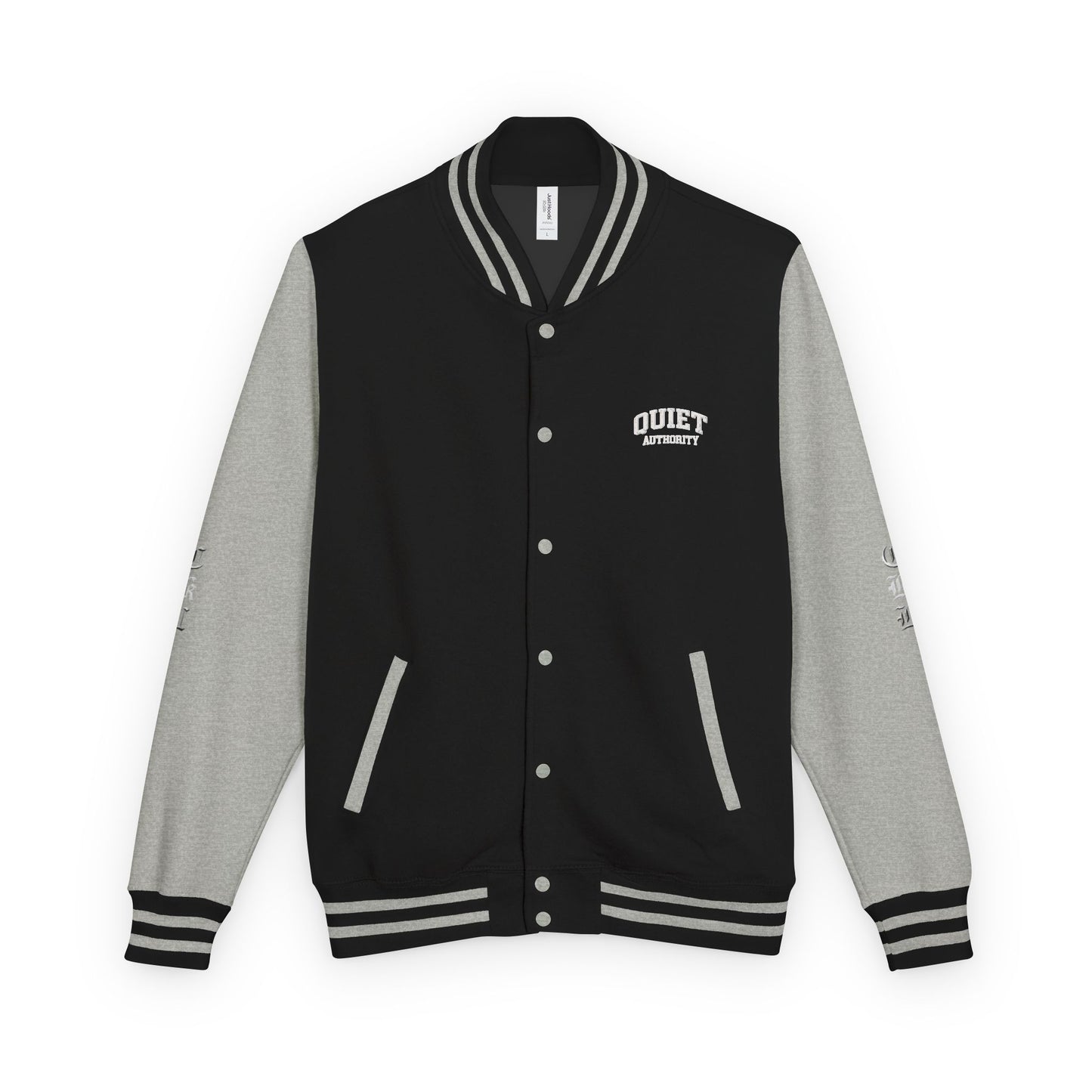 Craftklart UK underground varsity jacket by Printify featuring retro letterman style, classic streetwear design, and bold embroidery.