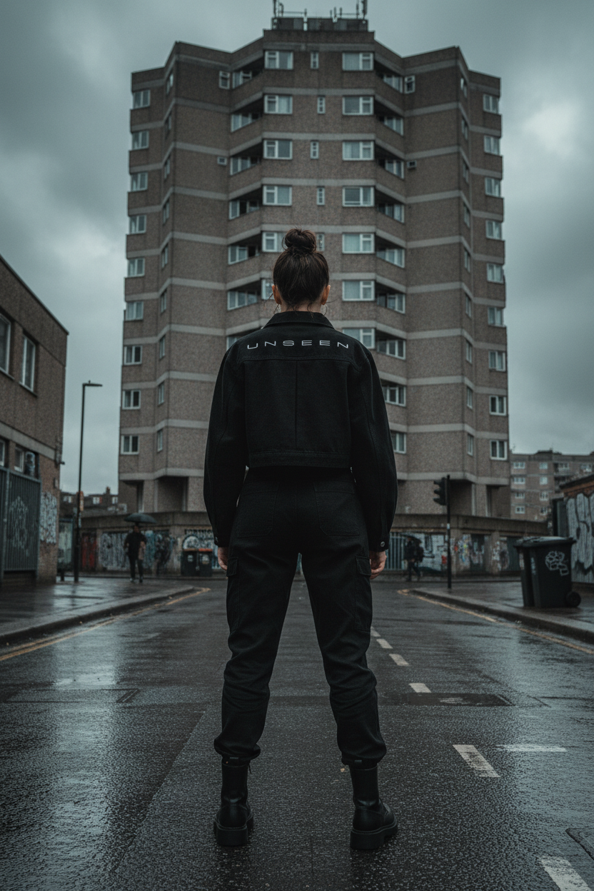 Urban Girl Crop Denim Jacket — Black