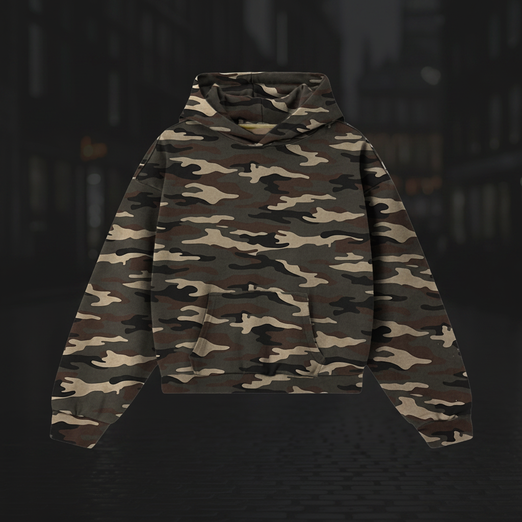 Heavyweight Camo Hoodie — 420GSM Oversized Drop-Shoulder | Craftklart