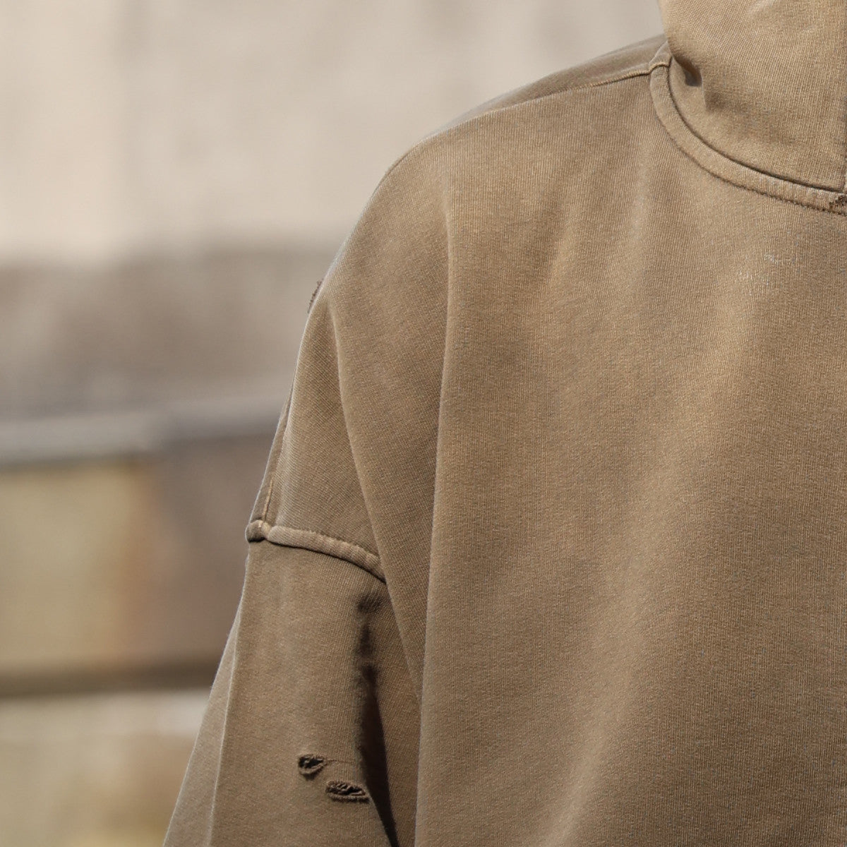 Distressed Zip-Up Hoodie — 420GSM
