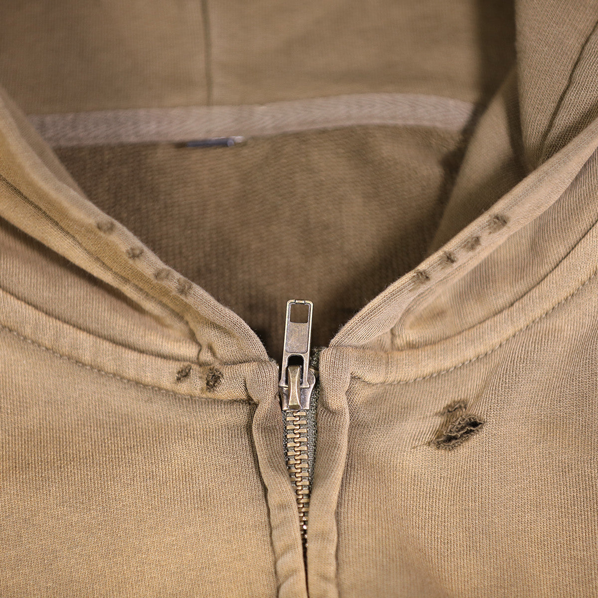 Distressed Zip-Up Hoodie — 420GSM