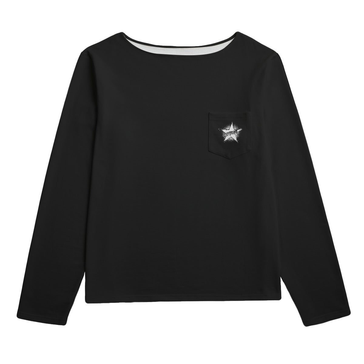 Women's Boat Neckline Sweatshirt With Chest Pocket (Black) - Premium Sweater from Craftklart.store - Just $39! Shop now at Craftklart.store
