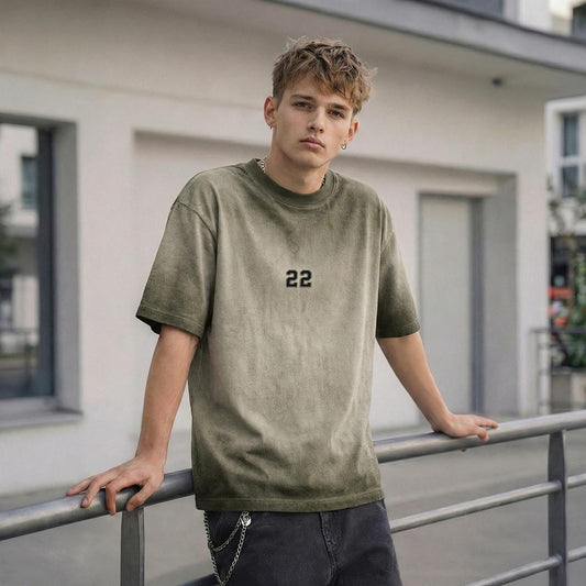 22 Heavyweight Washed Tee — Cotton DTG
