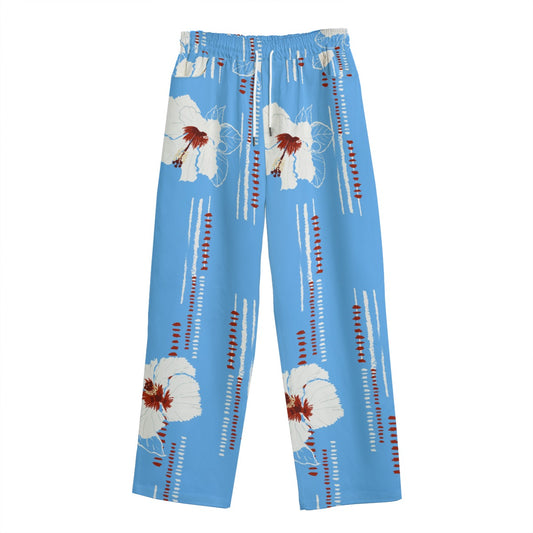 Blue Summer All-Over Print Straight Casual Pants | 245GSM Cotton - Premium Pants from Craftklart.store - Just $38! Shop now at Craftklart.store