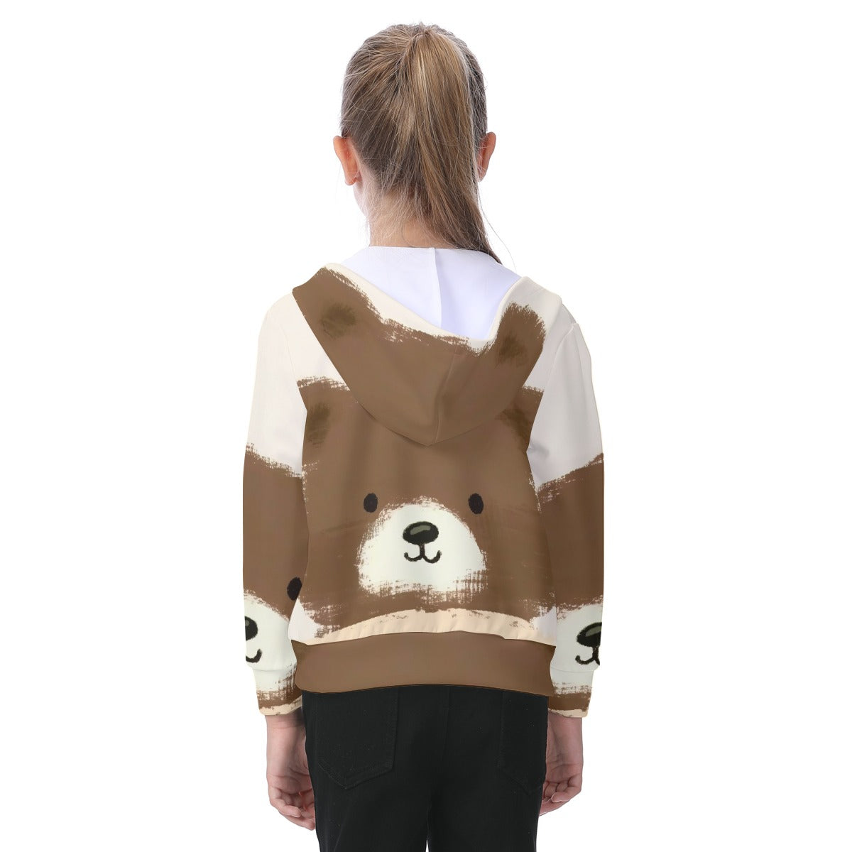 Bear All-Over Print Kid's Zip-up Hoodie With Patch Pocket - Premium Hoodie from Craftklart Dropship - Just $36.38! Shop now at Craftklart.store