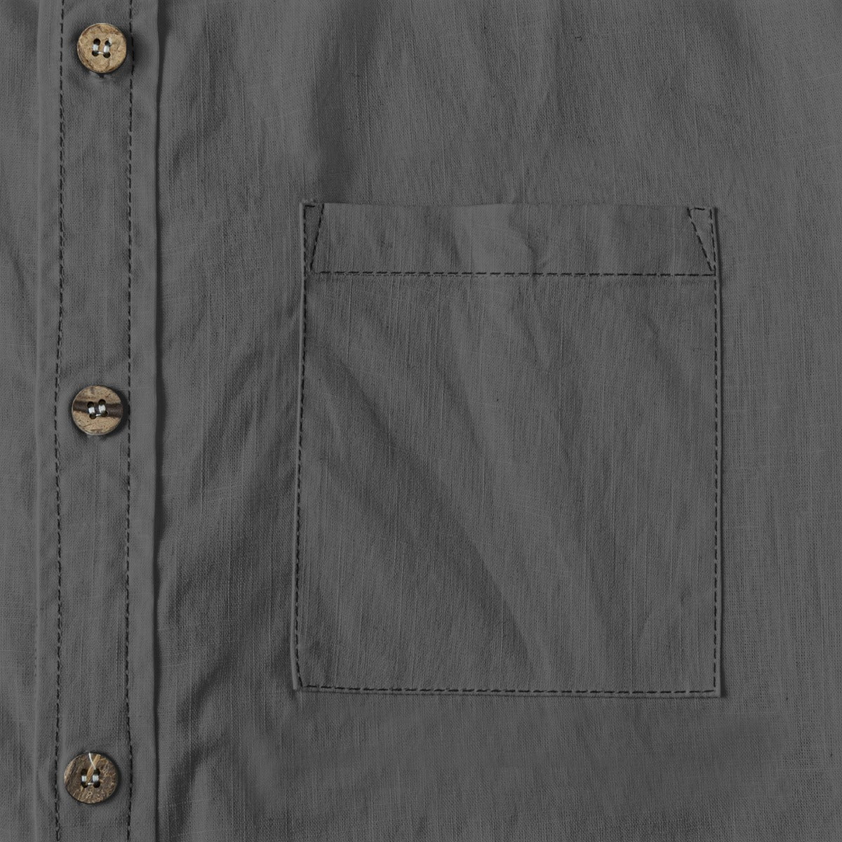 Craftklart men's slub cotton long-sleeve shirt with linen-feel fabric, casual streetwear style, shown in a relaxed fit.
