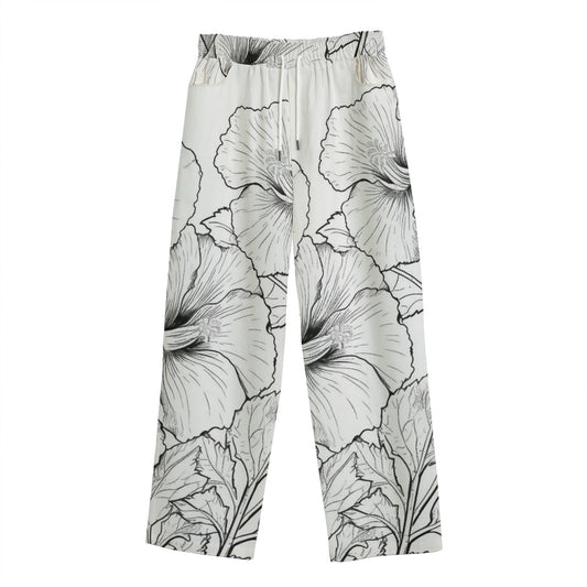 Women's Floral All-Over Print Unisex Straight Casual Pants | 245GSM Cotton - Premium Pants from Craftklart.store - Just $28! Shop now at Craftklart.store