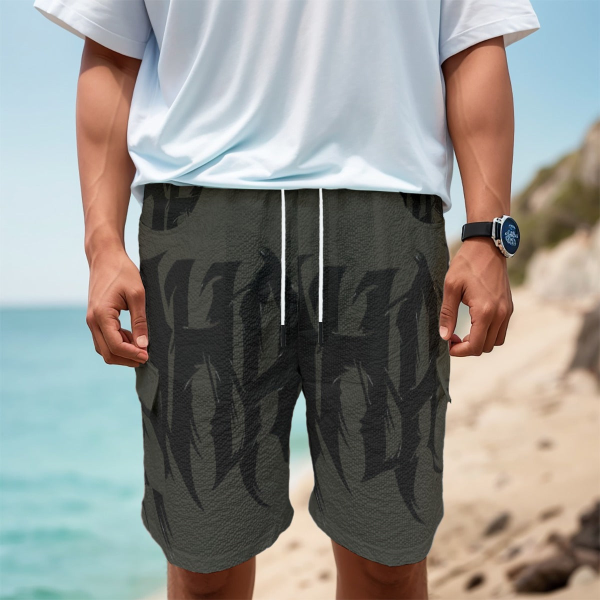 Urban Grey All-Over Print Men's Cargo Shorts - Premium Cargo Shorts from Craftklart.store - Just $24.99! Shop now at Craftklart.store