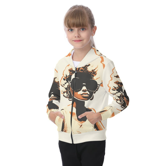 Urban Girl All-Over Print Kid's Zip-up Hoodie With Patch Pocket - Premium Hoodie from Craftklart.store - Just $36! Shop now at Craftklart.store