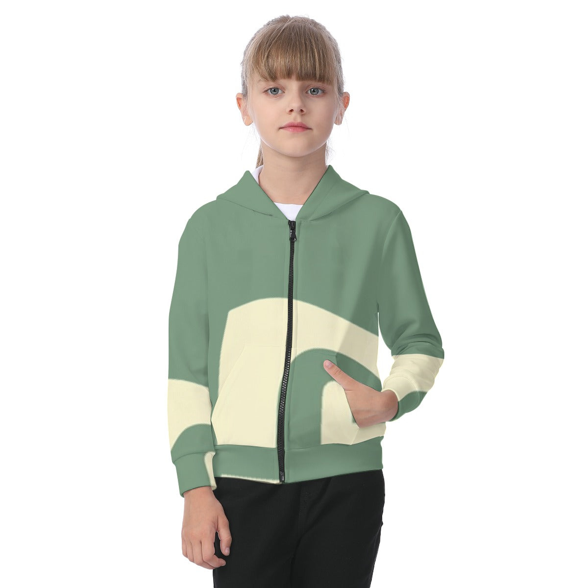 Greener All-Over Print Kid's Zip-up Hoodie With Patch Pocket - Premium Kids clothes from Craftklart.store - Just $36.38! Shop now at Craftklart.store