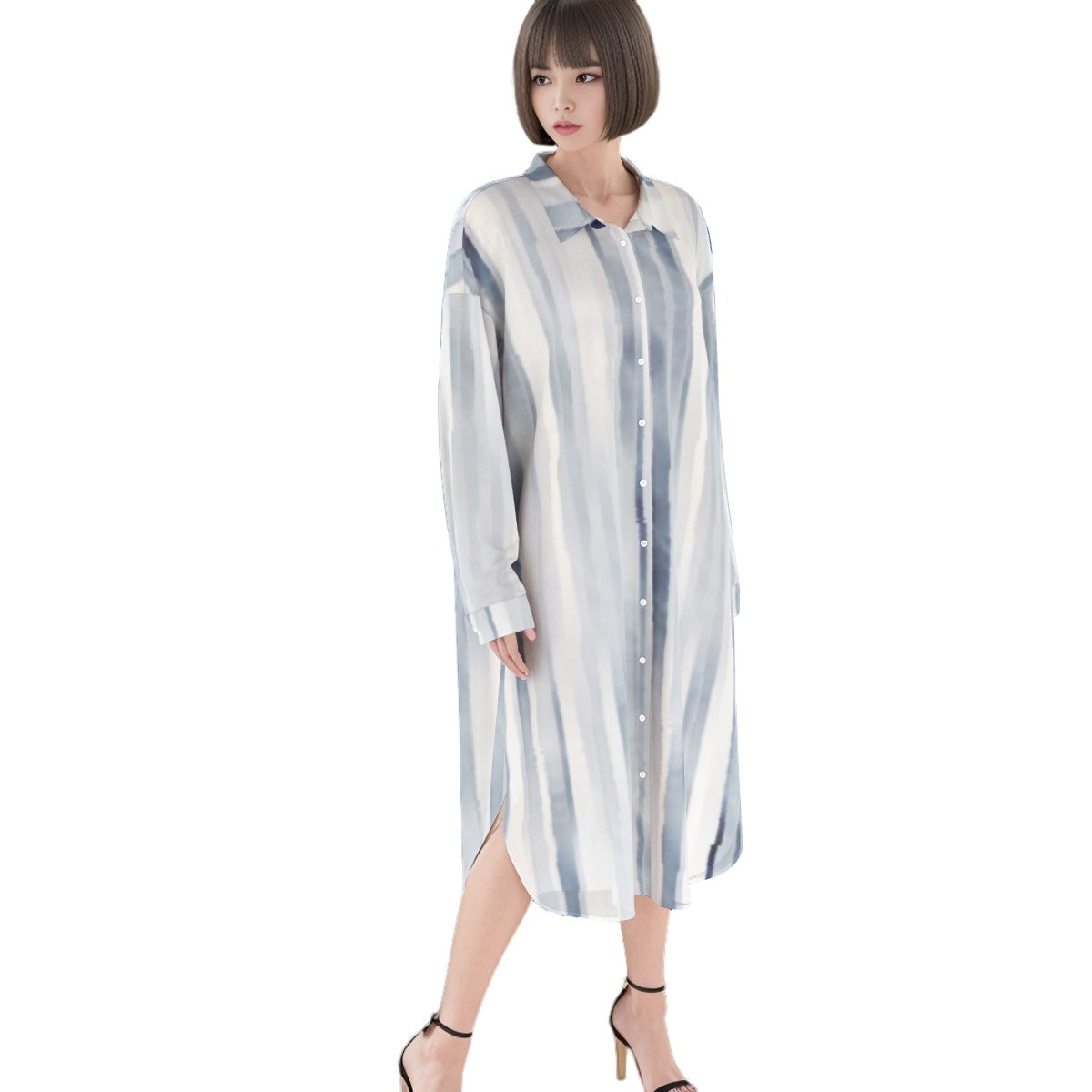 Women's (AOP)  Long Shirt Dress | Rayon