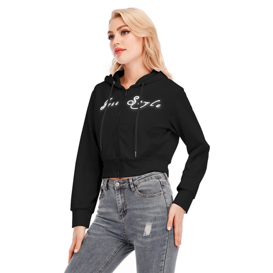 Women's Crop Top Hoodie With Zipper Closure - Premium Hoodie from Craftklart.store - Just $28! Shop now at Craftklart.store