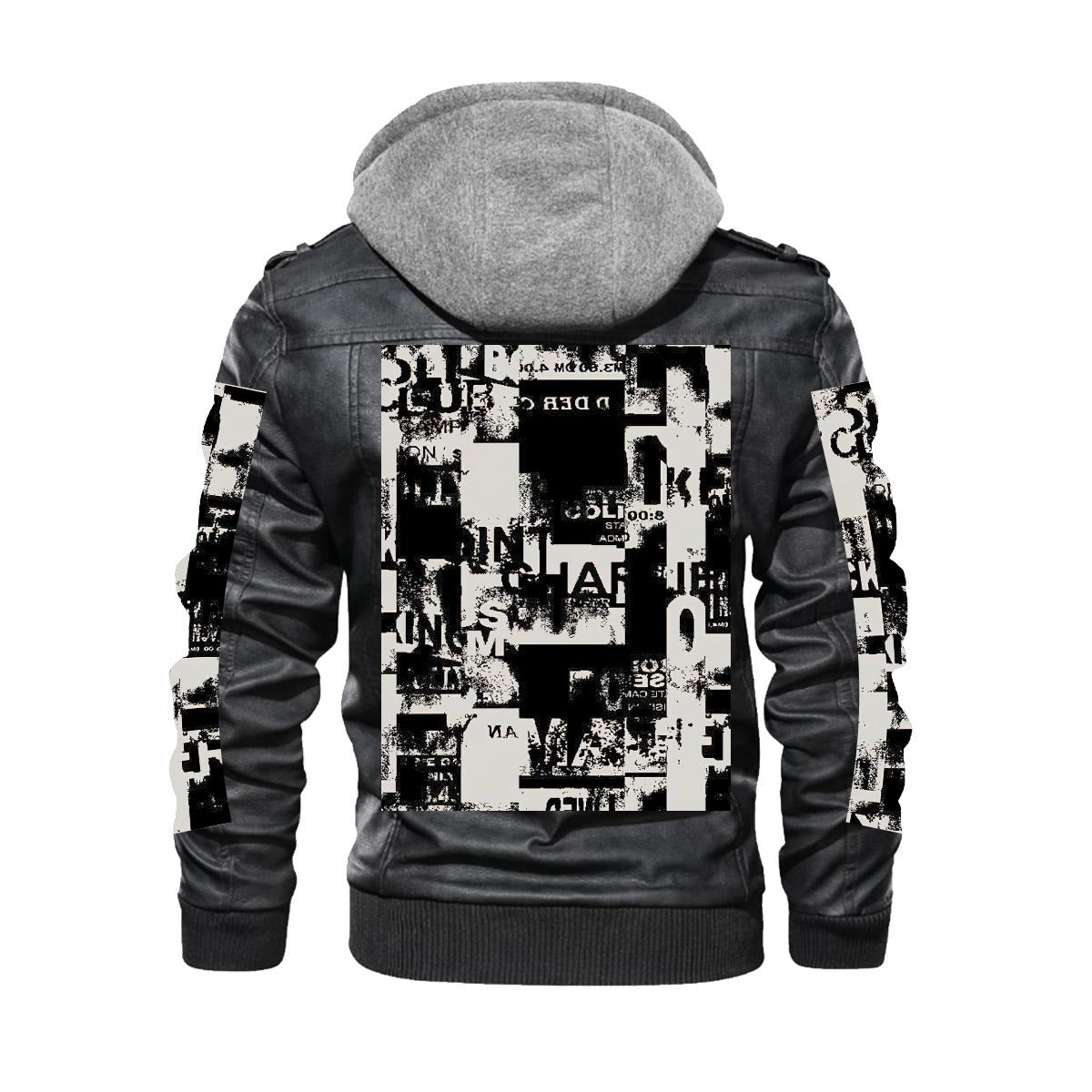 CKL Urban Print Men's Zip PU  Leather Jacket