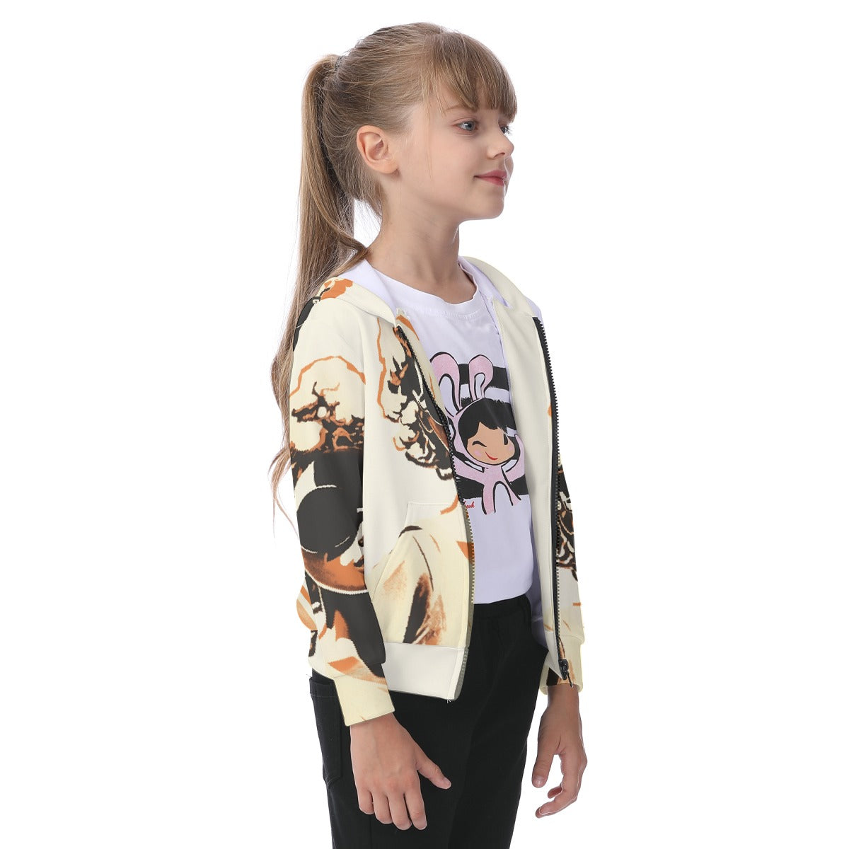 Urban Girl All-Over Print Kid's Zip-up Hoodie With Patch Pocket - Premium Hoodie from Craftklart.store - Just $36! Shop now at Craftklart.store