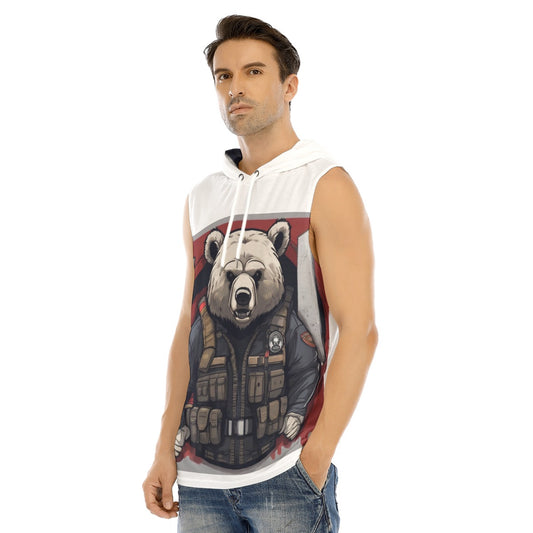 Bear Order (AOP) Men's Tank Hooded Vest - Premium Hoodie from Craftklart.store - Just $22! Shop now at Craftklart.store