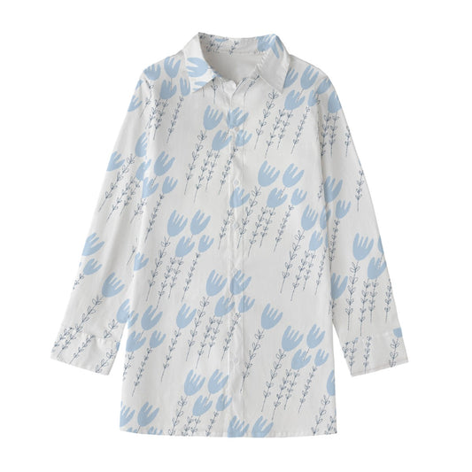 Tulip Blue (AOP) Women's Long Shirt - Premium Shirt from Craftklart.store - Just $29.89! Shop now at Craftklart.store