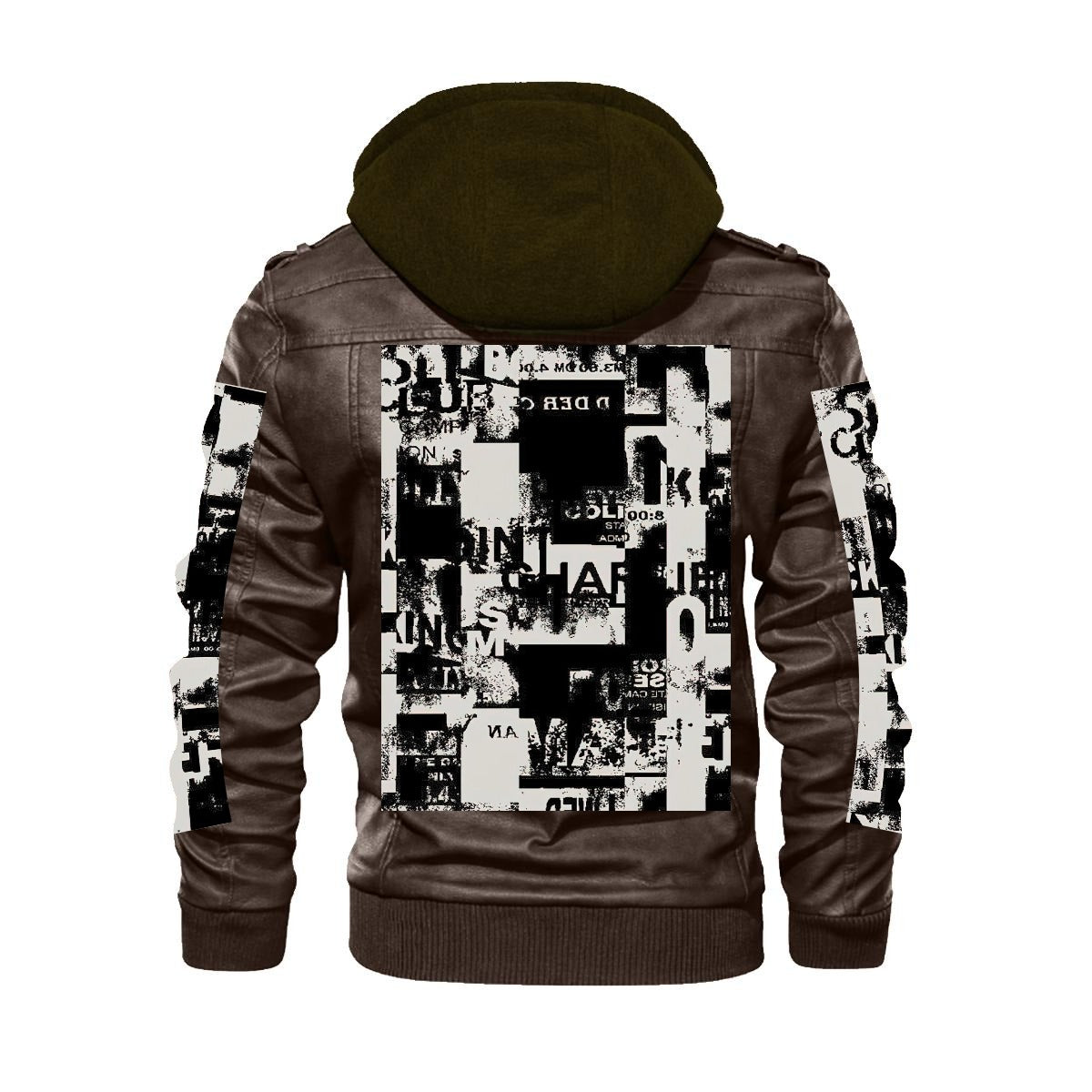 CKL Urban Print Men's Zip PU  Leather Jacket
