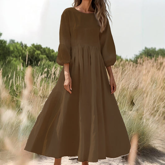 Earthern Tone Women's Urban Casual Long Sleeve Dress