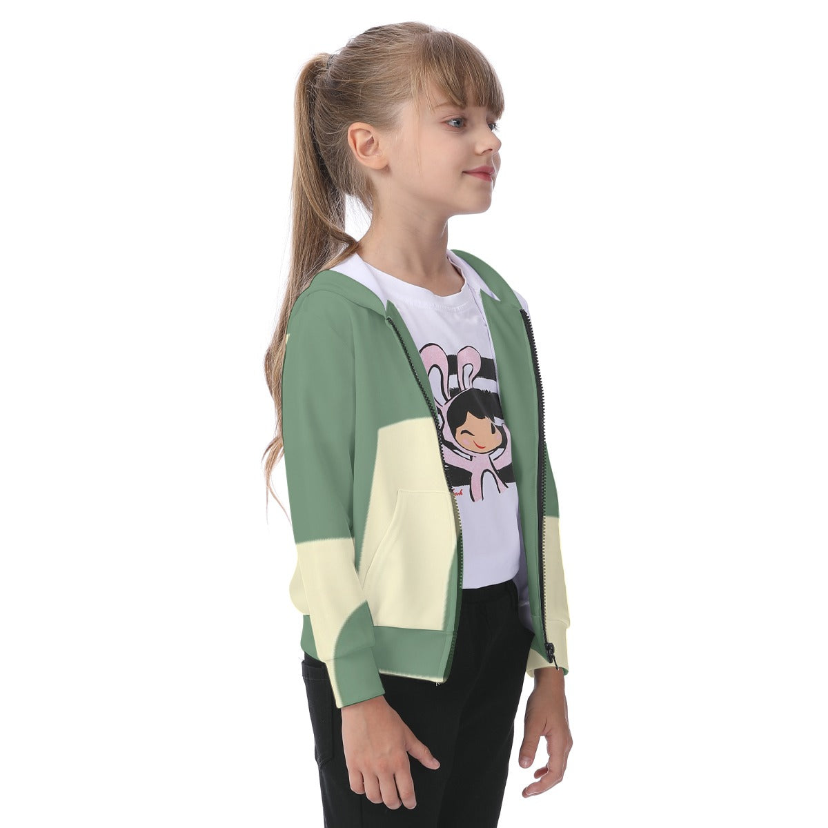 Greener All-Over Print Kid's Zip-up Hoodie With Patch Pocket - Premium Kids clothes from Craftklart.store - Just $36.38! Shop now at Craftklart.store