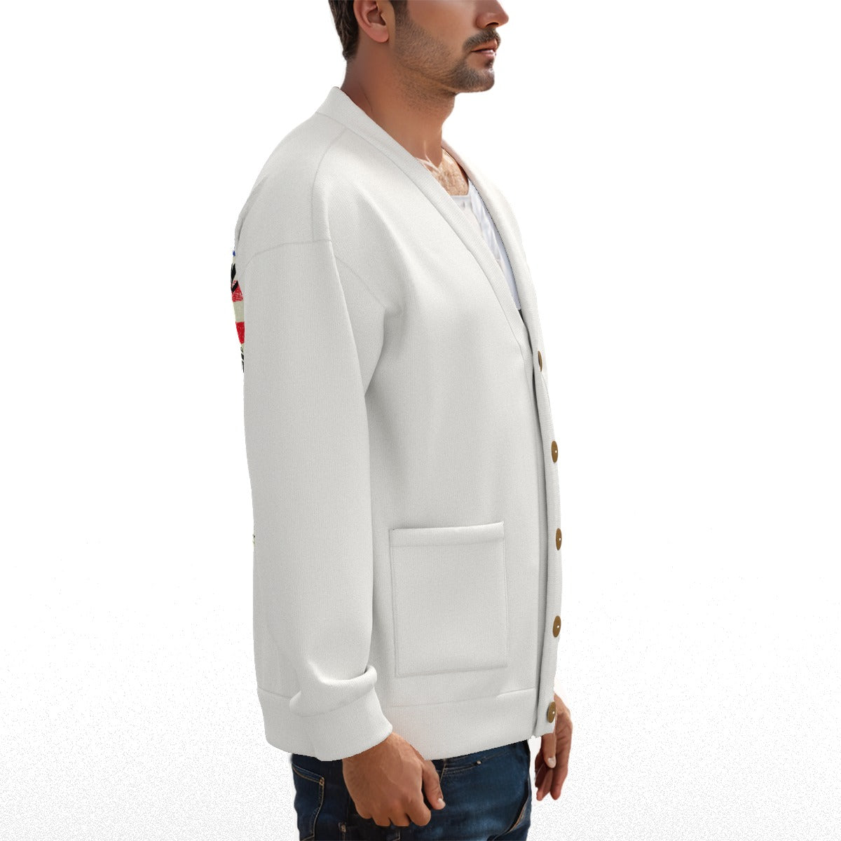 CKL (AOP) V-neck Knitted Fleece Cardigan With Button Closure - Premium Cardigan from Yoycol - Just $75! Shop now at Craftklart.store