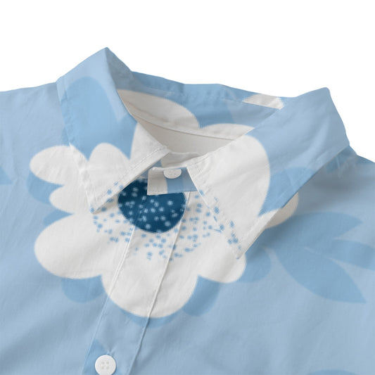 Flower Blue (AOP) Women's Long Shirt - Premium Shirt from Craftklart.store - Just $32! Shop now at Craftklart.store